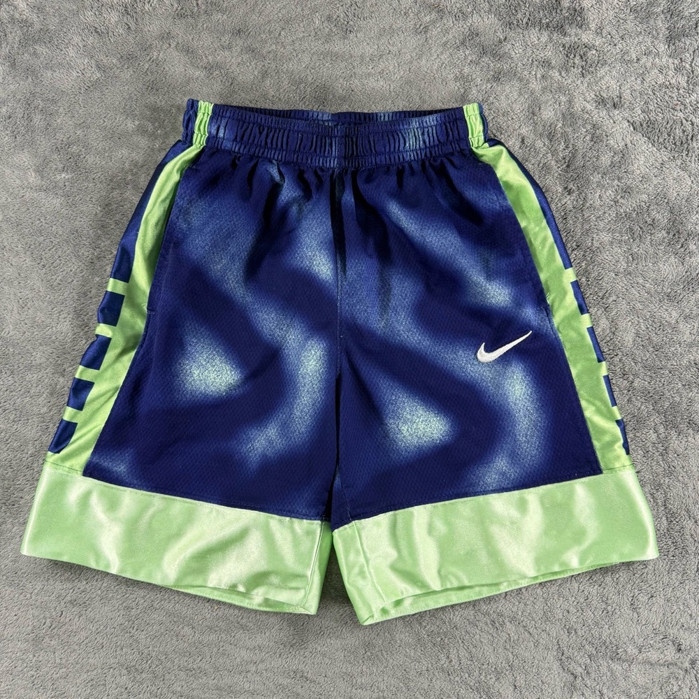 Nike Boys Dri-fit Elite 23 Basketball Shorts Blue Vapor Green Medium